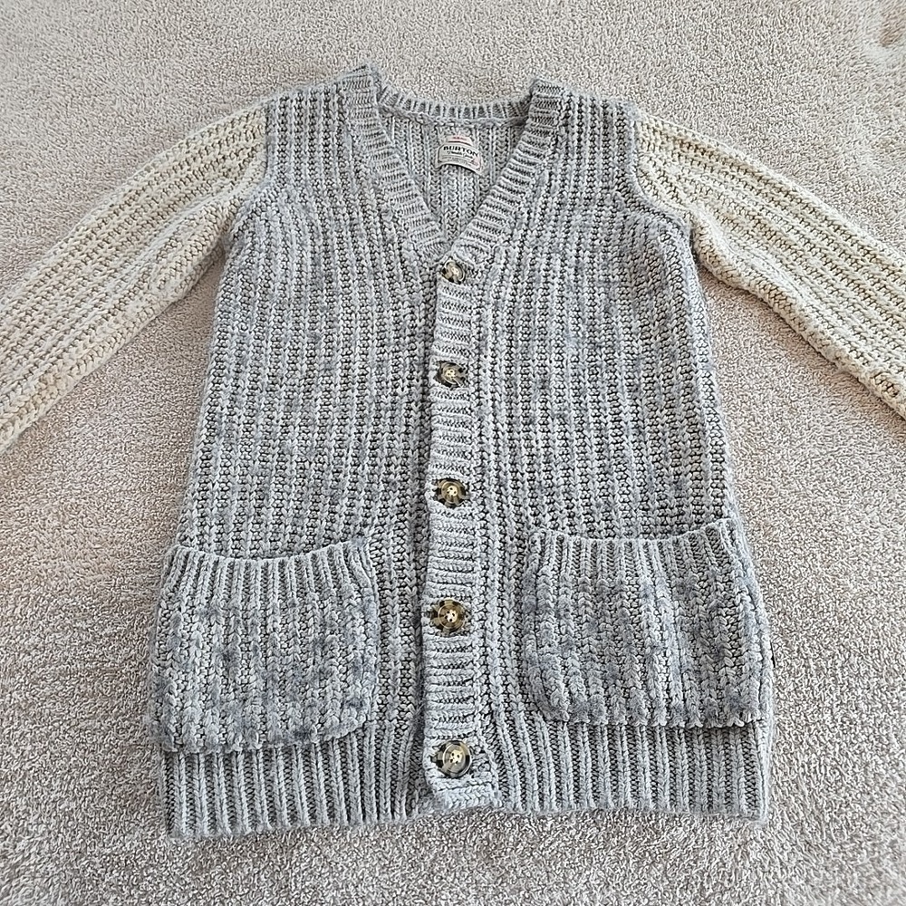 Burton Durable Goods Women's Cardigan Chunky Knit Gray/cream Grandpacore Sz M
